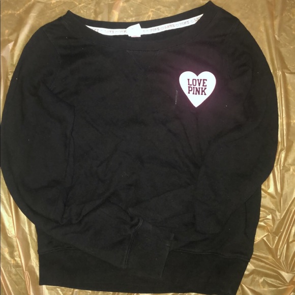 PINK Victoria's Secret Tops - VICTORIA SECRET PINK BLACK SWEATSHIRT